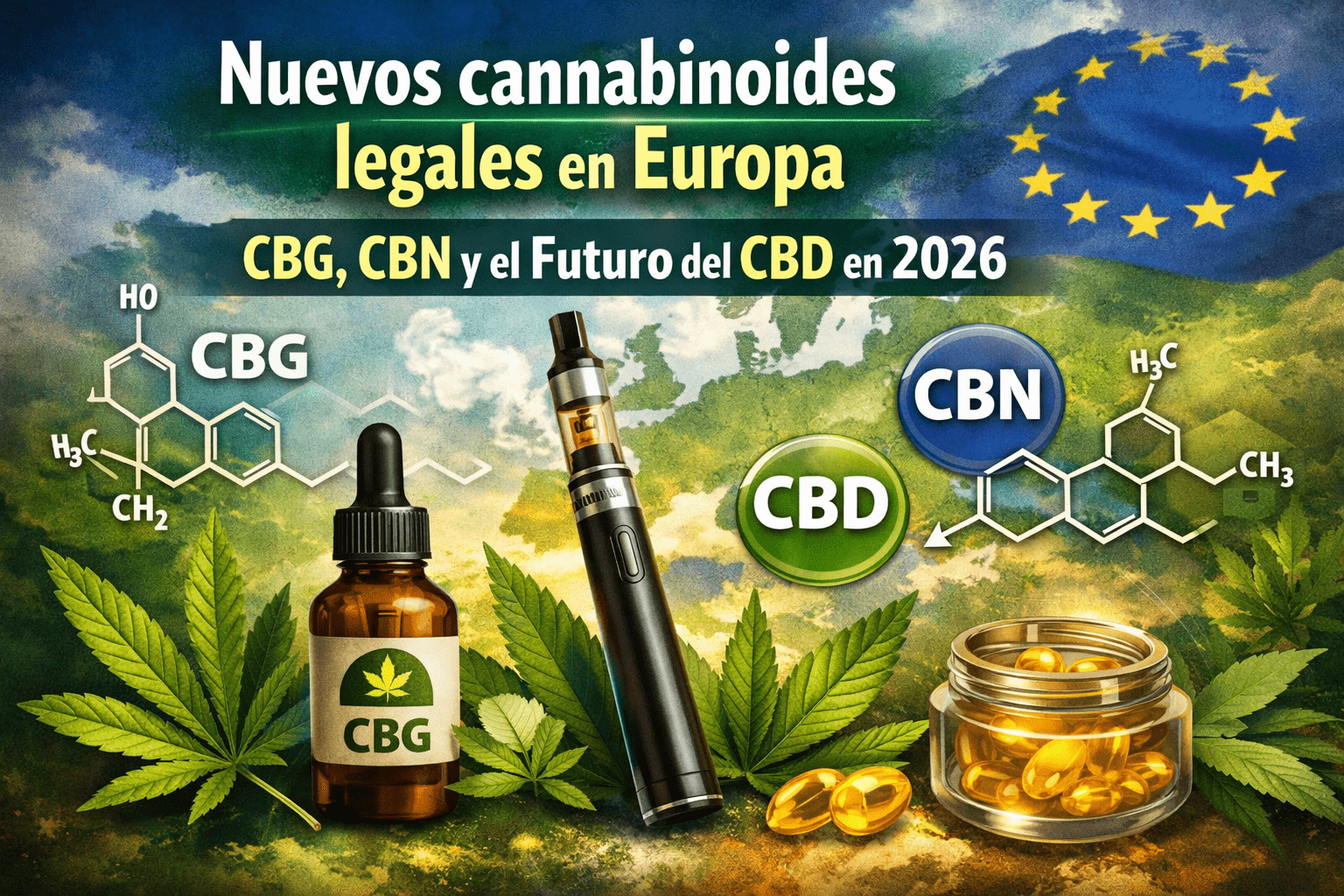 Nuevos cannabinoides legales en Europa como CBG, CBN y CBD en 2026