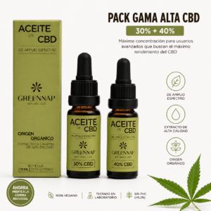 pack aceite cbd 30% 40% green nap alta concentración amplio espectro