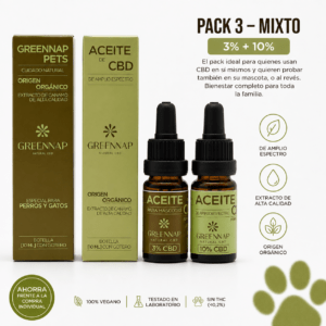 pack aceite CBD personas y mascotas Green Nap aceite CBD 10ml uso diario bienestar