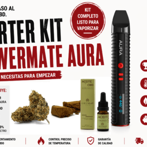 Starter kit vaporizador CBD Flowermate Aura con flores CBD, hash Trinity y aceite CBD 10%