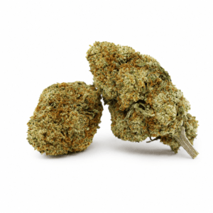 Flor CBD S3 Killer premium con cogollos resinosos y alto contenido en CBG sobre fondo blanco