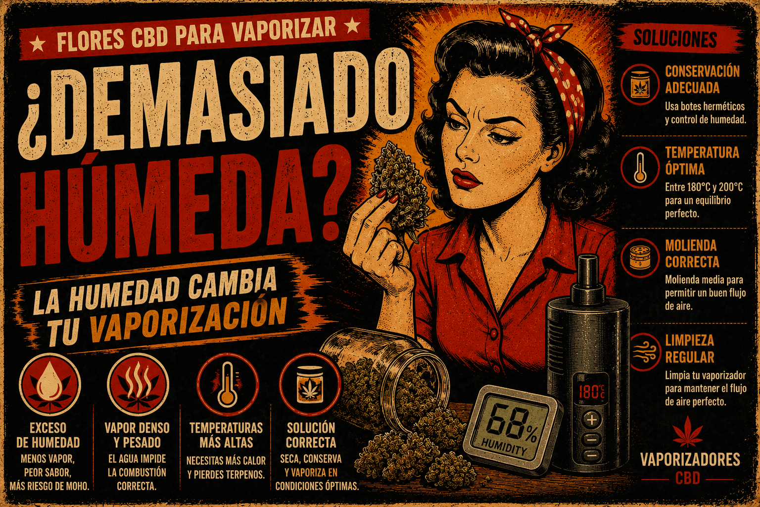 Cómo saber si una flor CBD está demasiado húmeda para vaporizar y cómo afecta al vapor y al sabor