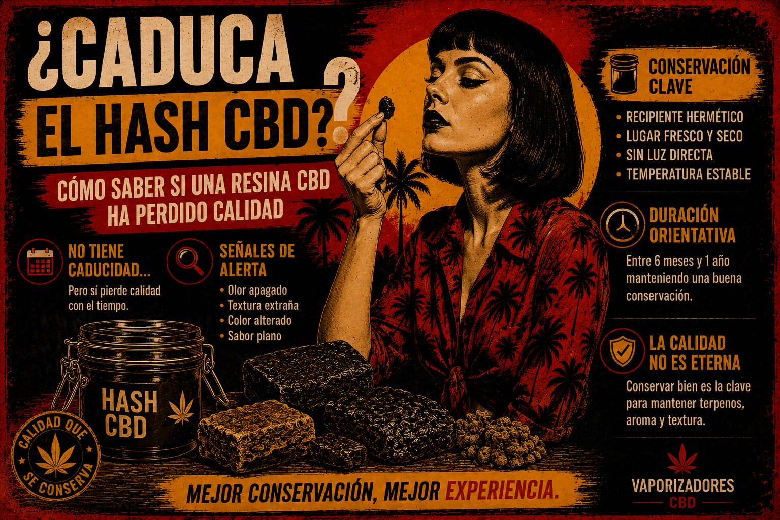 ¿Caduca el hash CBD? Guía sobre conservación, duración y señales de pérdida de calidad en resinas CBD.