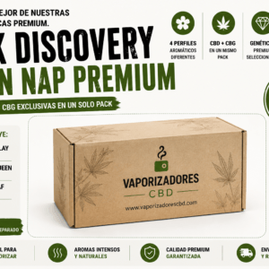 Pack Discovery, Premium con 4 flores CBD y CBG premium para vaporizar presentado en caja de Vaporizadores CBD